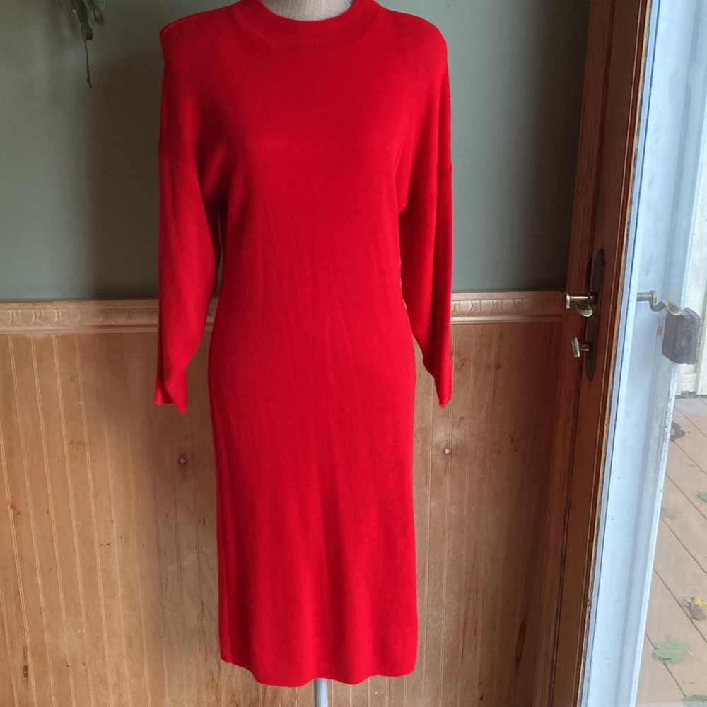 Vintage Jonathan Cass red crew neck sweater dress